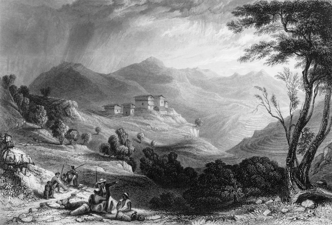 „Wioska Nari”, 1838. autorstwa George Francis White