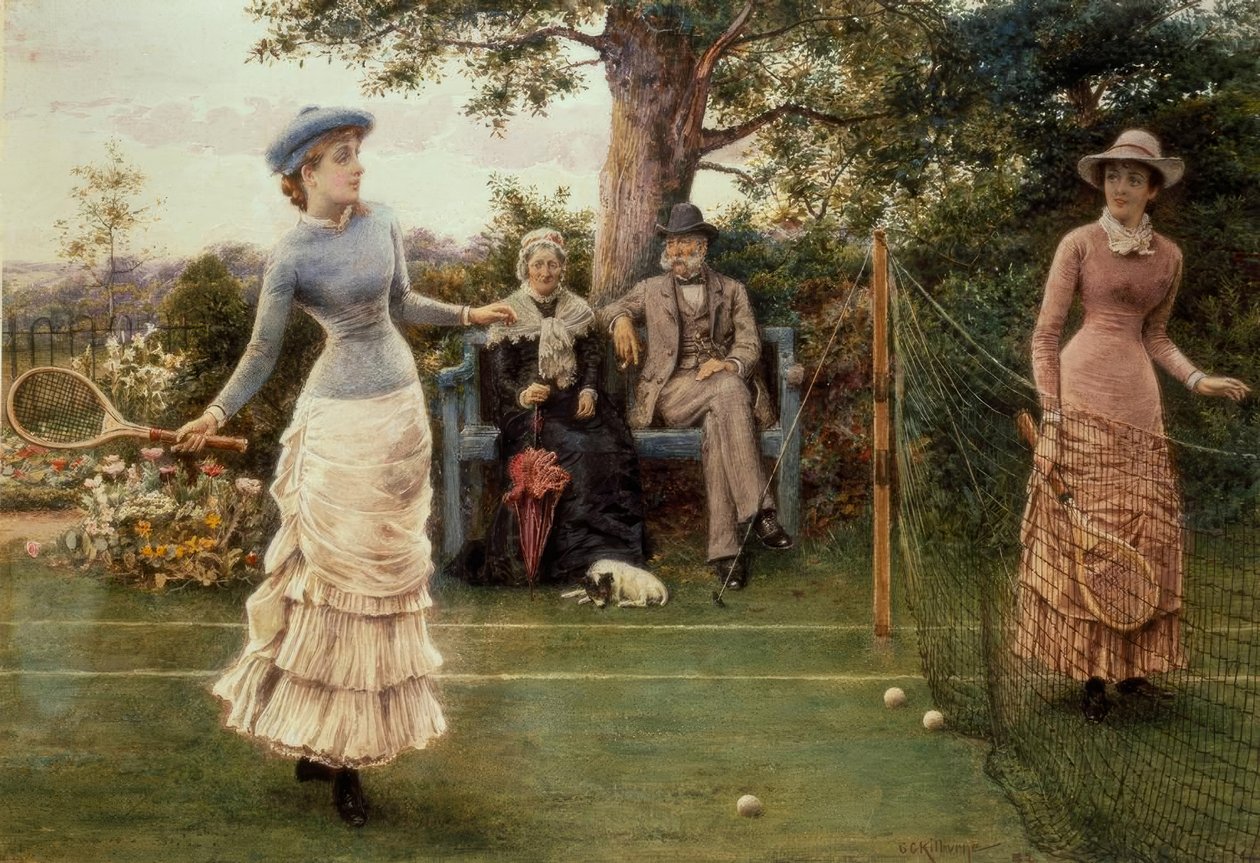 GG Kilburne, gra w tenisa / obraz, 1882 autorstwa George Goodwin Kilburne