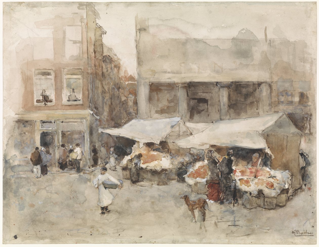Targ ze straganami z kwiatami autorstwa George Hendrik Breitner