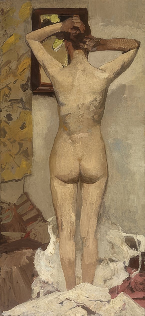 Stojąc nago. Około 1893 r. autorstwa George Hendrik Breitner