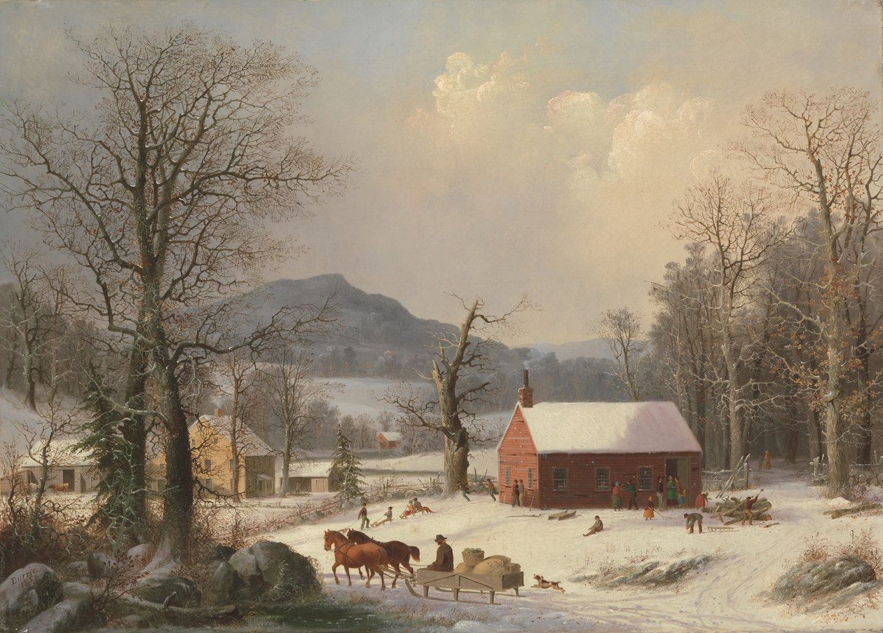 Czerwony dom szkolny (scena wiejska) autorstwa George Henry Durrie