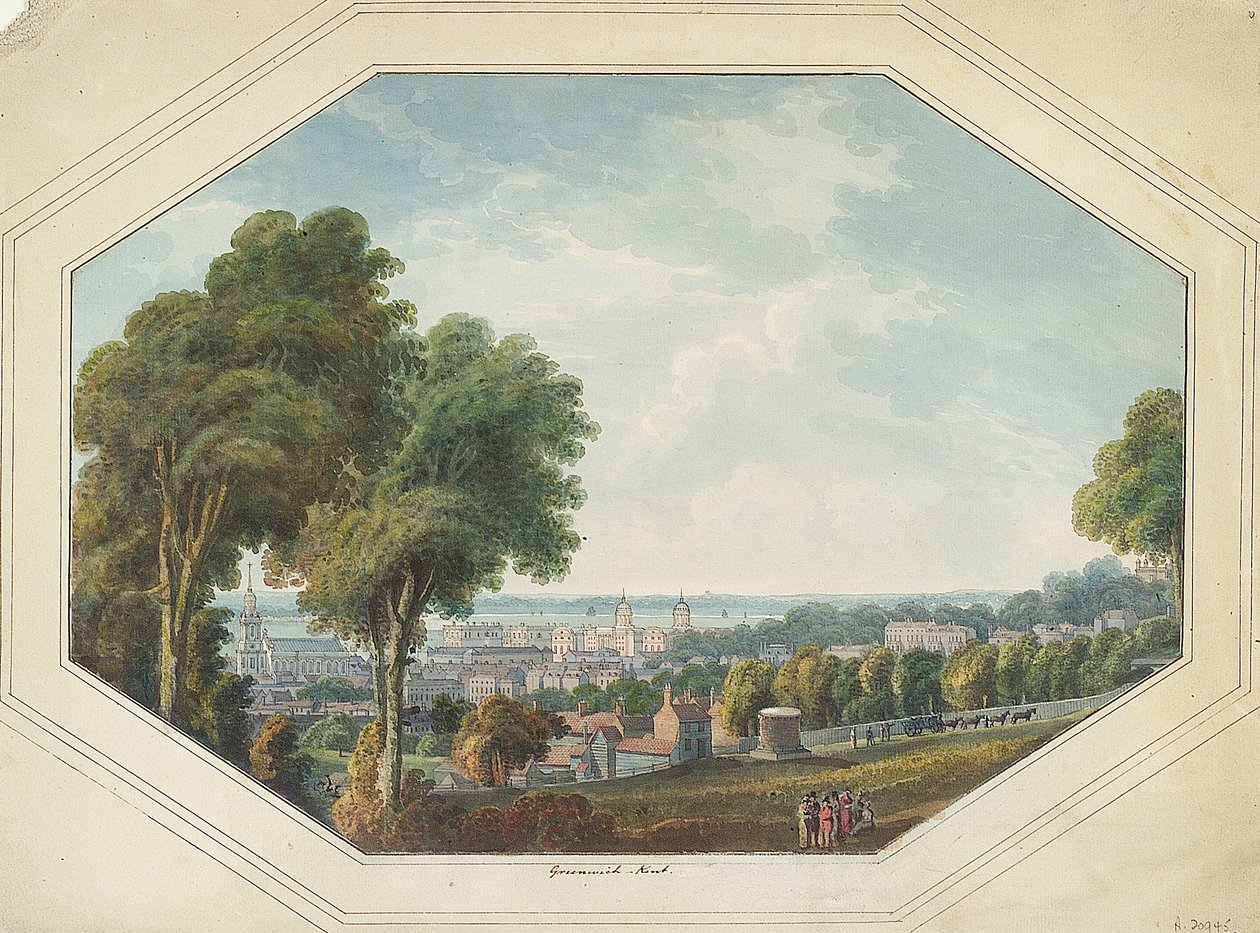 Greenwich z punktu widokowego, ok. 1820 r. (akwarela) autorstwa George Heriot