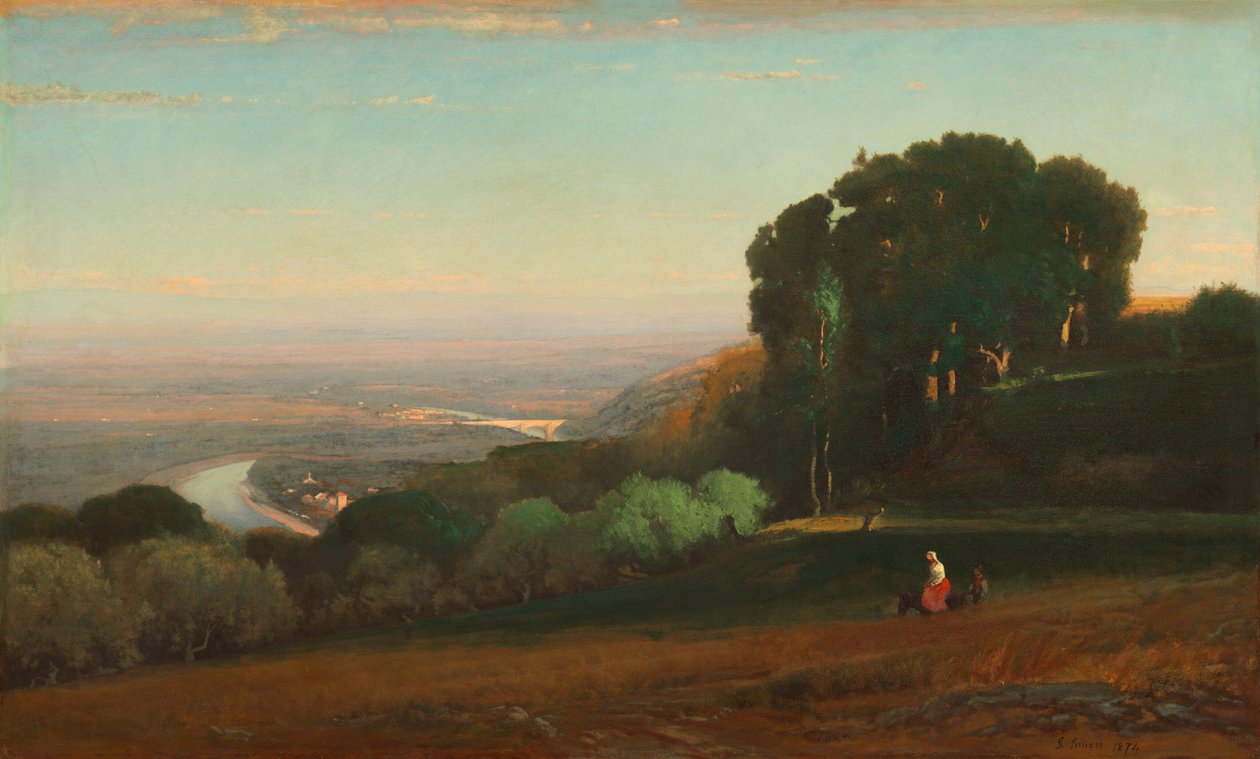 Widok Tybru w pobliżu Perugii autorstwa George Inness