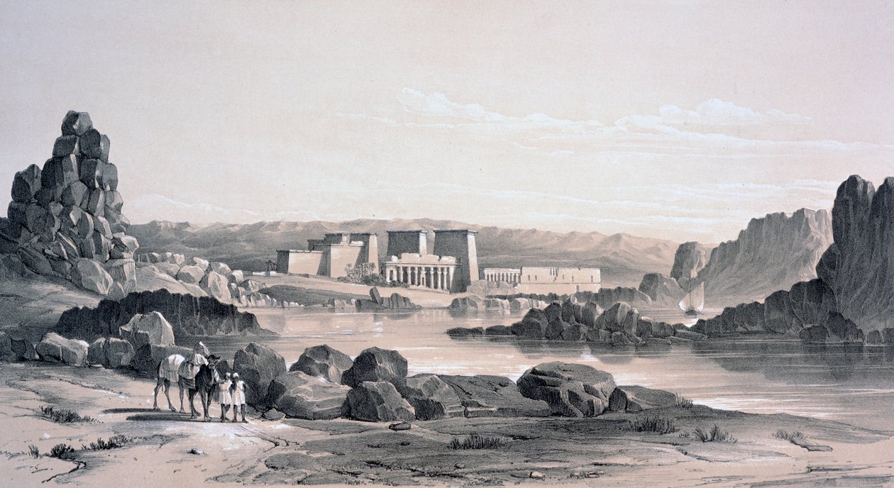 Philae, patrząc na południe, Egipt, 1843 autorstwa George Moore