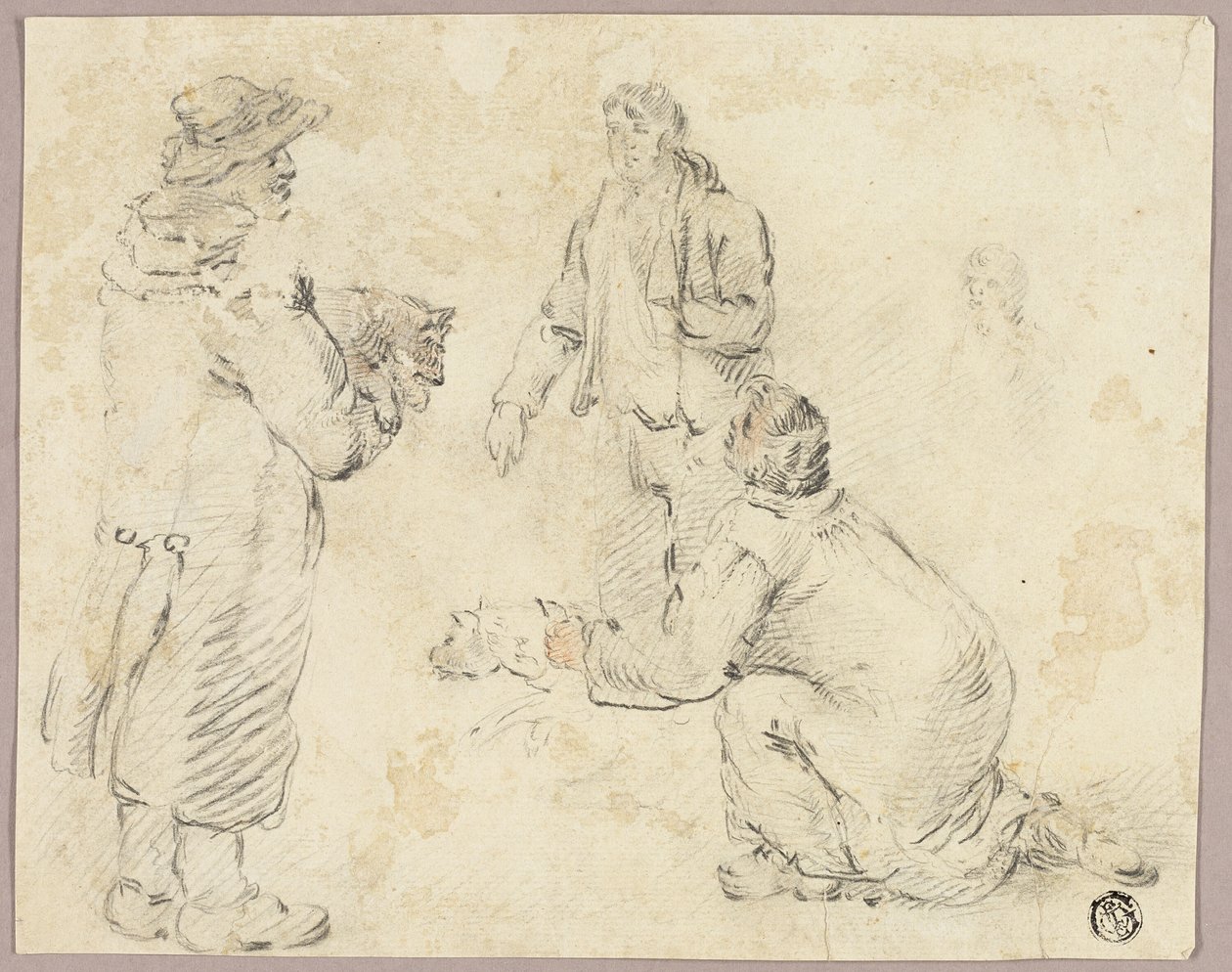 Trzech mężczyzn z psami autorstwa George Morland