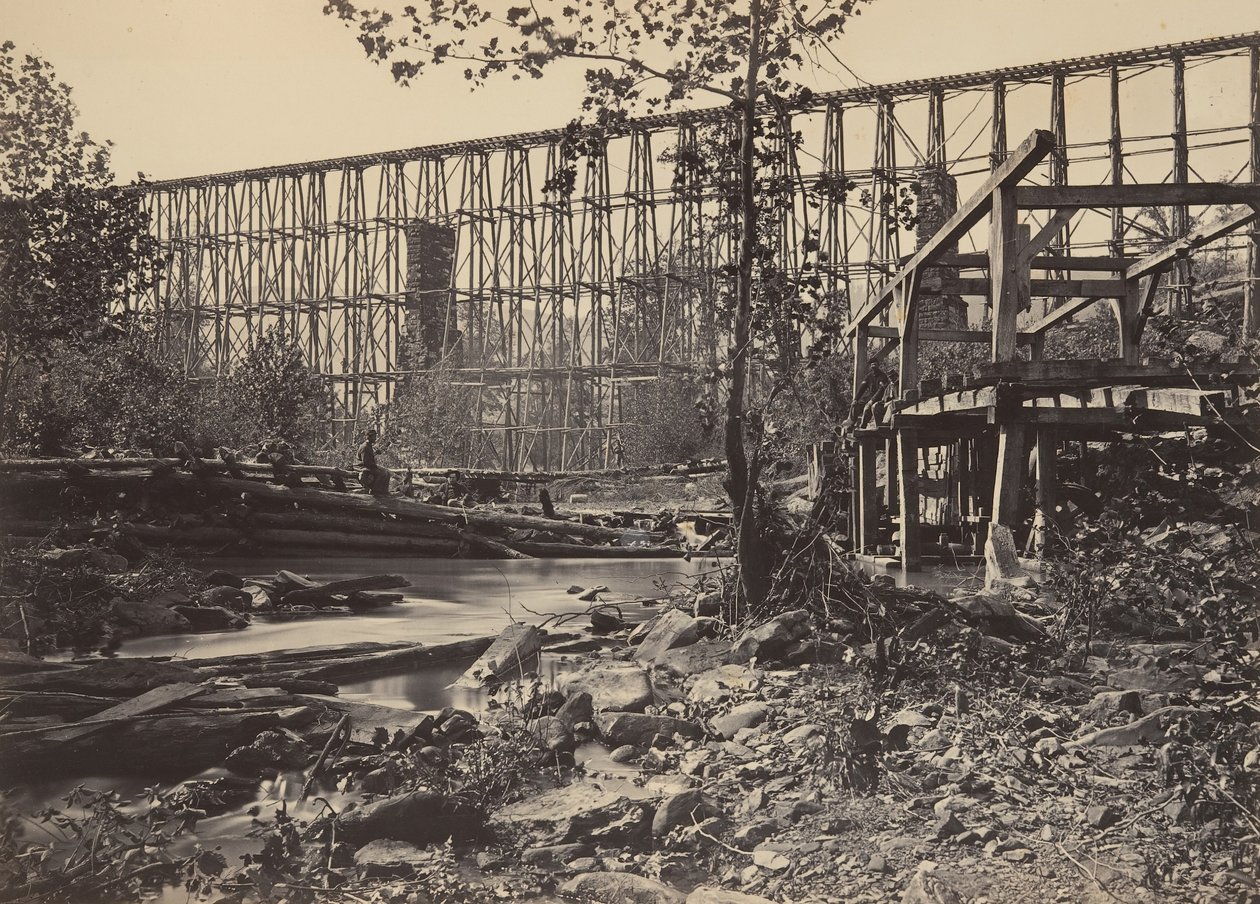 Trestle Bridge w Whiteside, lata 60. XIX wieku. autorstwa George N. Barnard