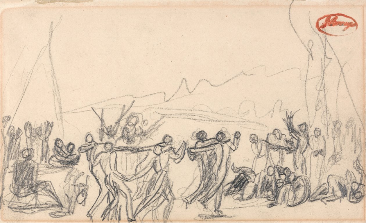 Scena bachanaliów (prawdopodobnie przedpotopowa) autorstwa George Romney