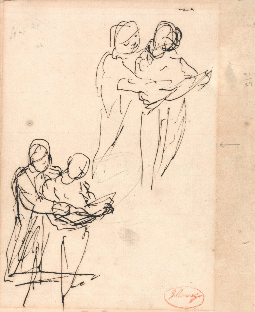 Para badająca książkę autorstwa George Romney
