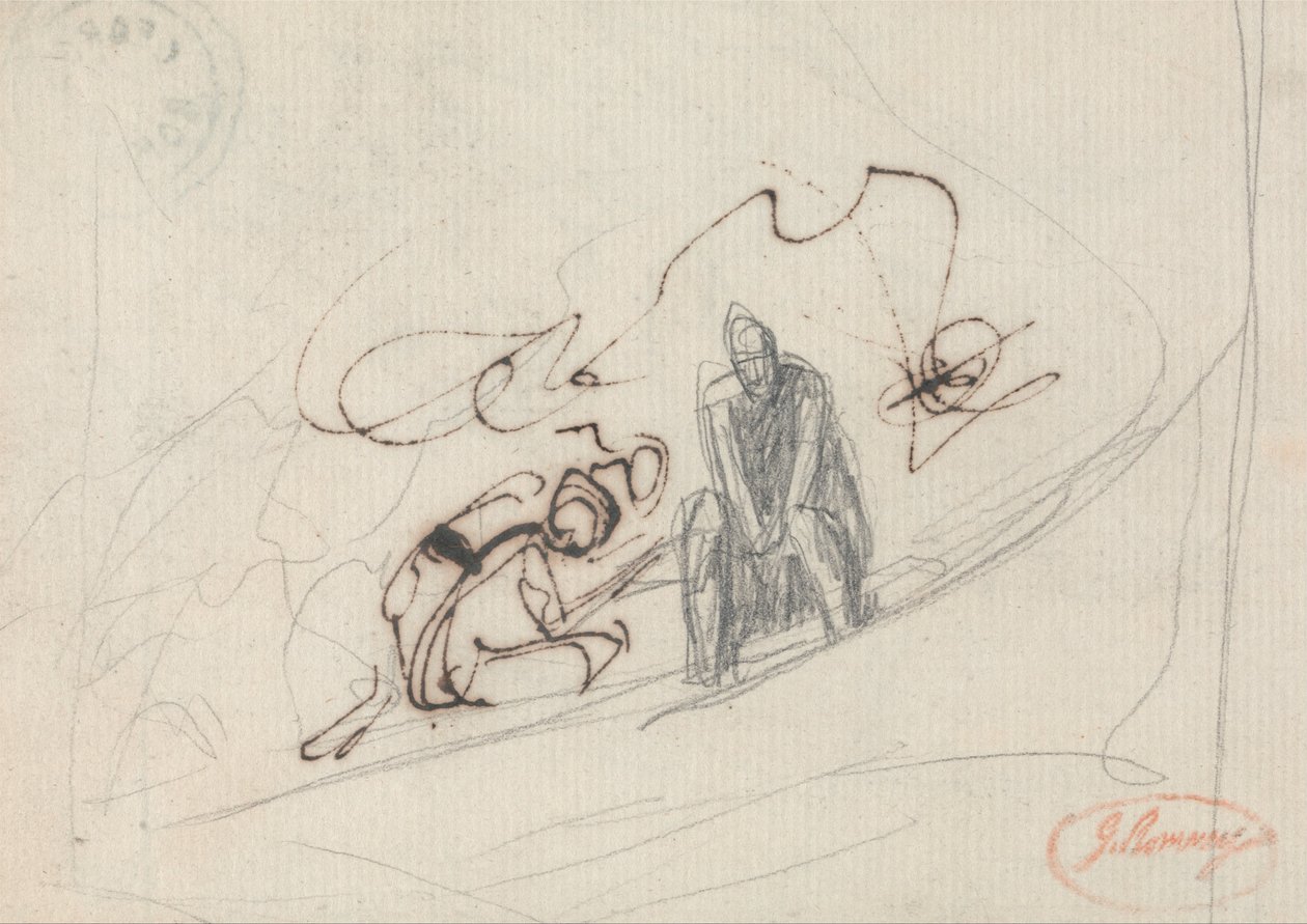 Dwie siedzące postacie autorstwa George Romney