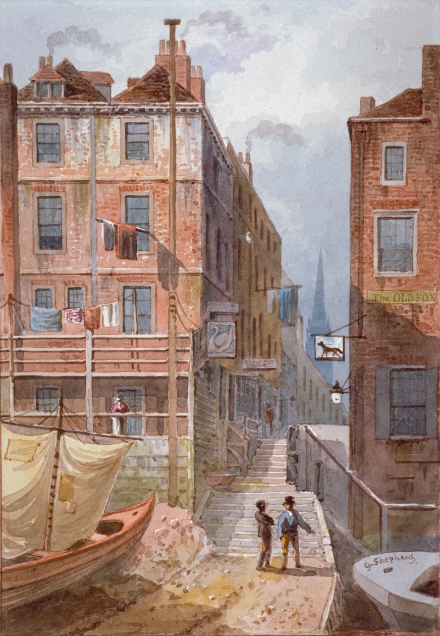Schody Hungerford, Westminster, Londyn, c1815 autorstwa George Shepherd