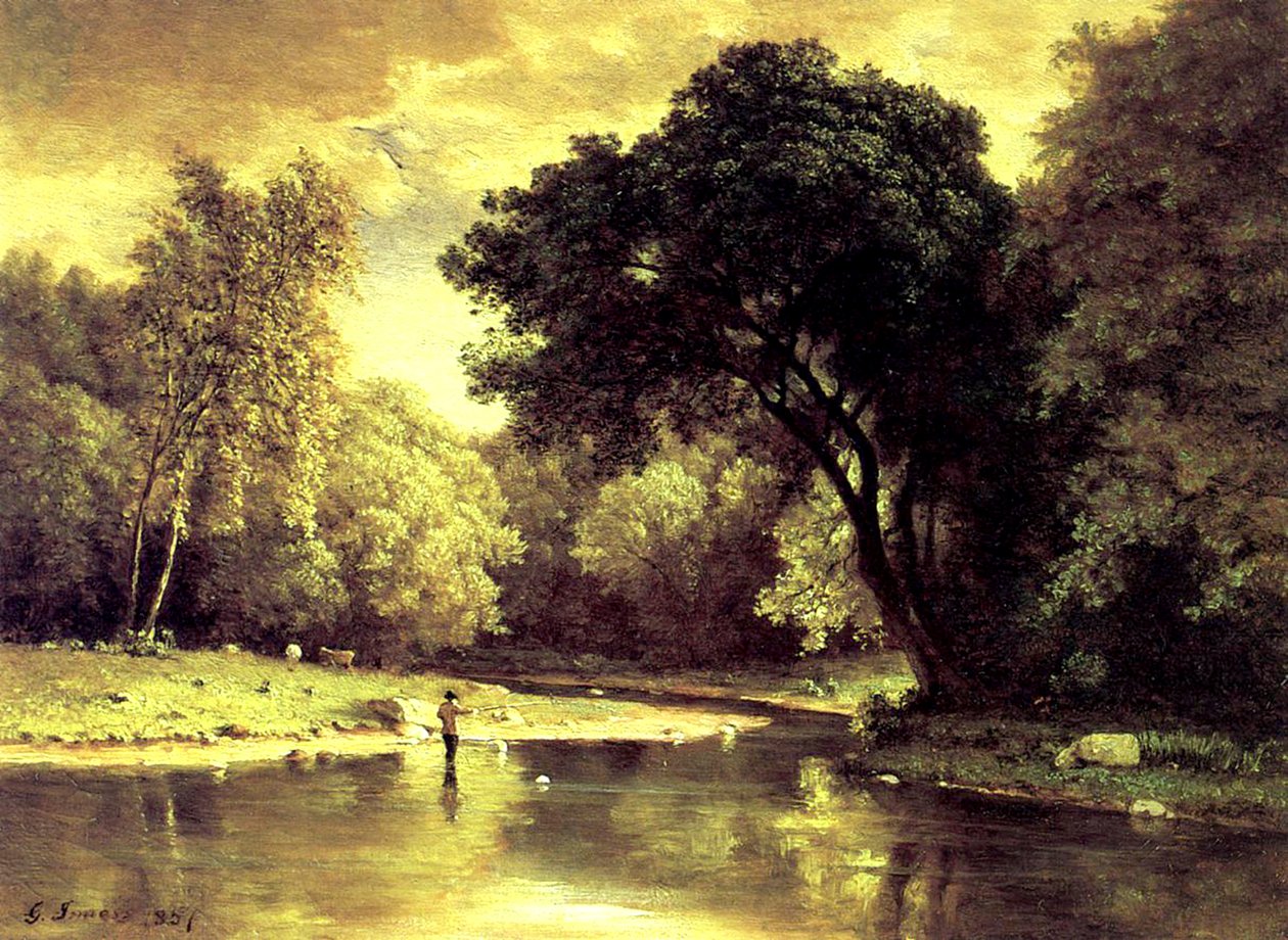 Rybak w strumieniu autorstwa George Snr. Inness