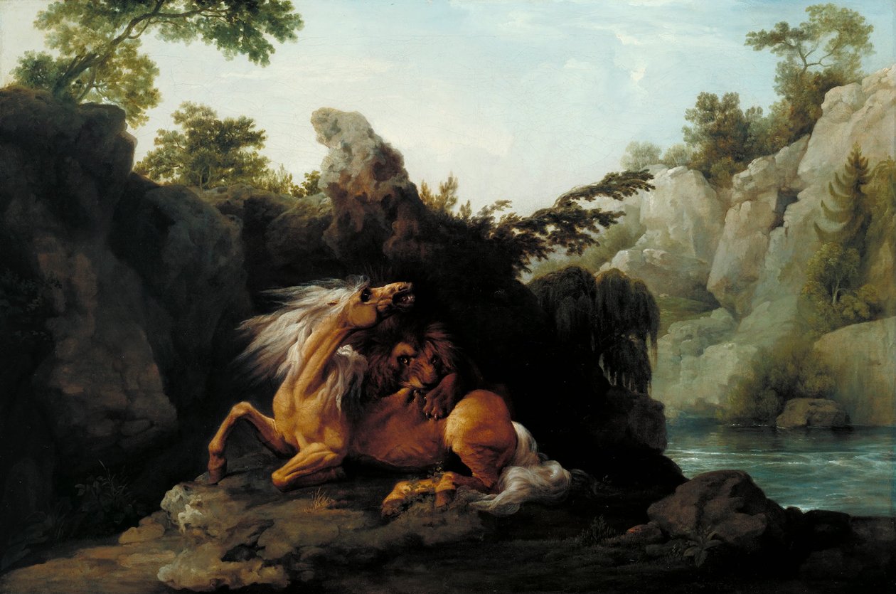 Koń pożarty przez lwa autorstwa George Stubbs