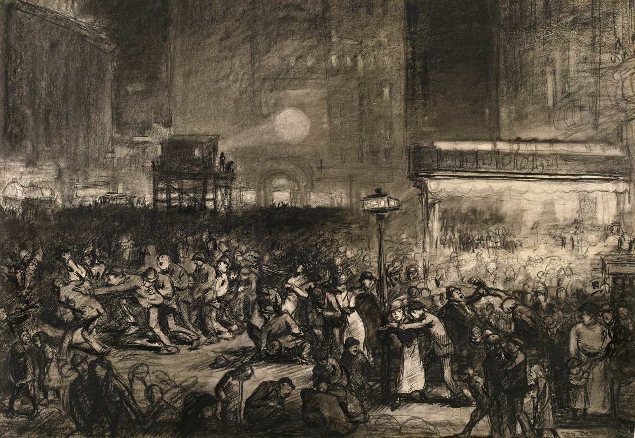 Noc wyborcza Times Square, 1906. autorstwa George Wesley Bellows