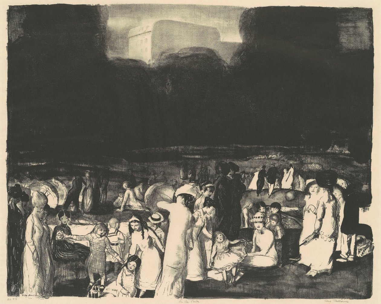 W parku, Ciemny, 1916. autorstwa George Wesley Bellows