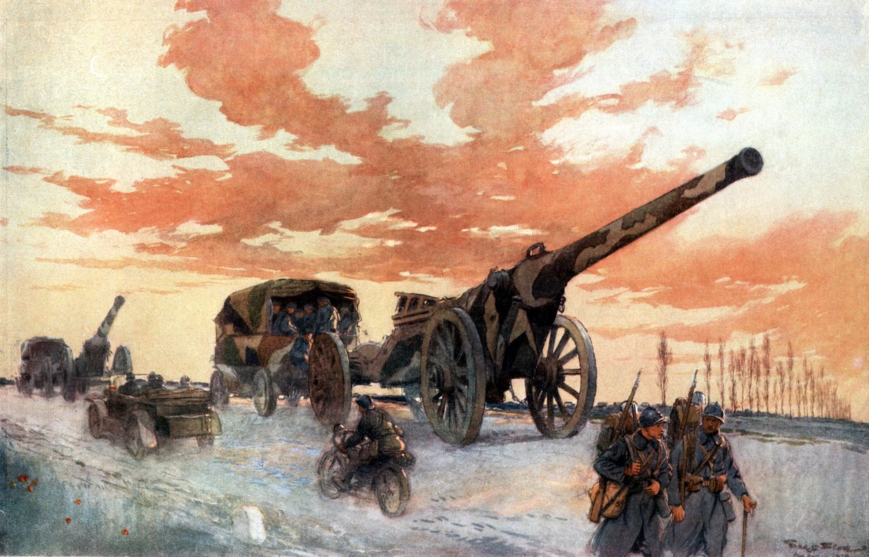 Konwój artylerii zmotoryzowanej, 1918 r. autorstwa Georges Bertin Scott