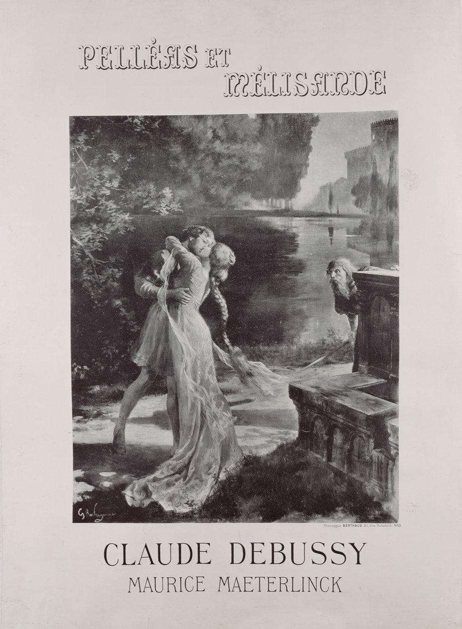 Frontyspis do „Pelleas i Melisande”, Claude Debussy (1862-1918) i Maurice Maeterlinck (1862-1949) autorstwa Georges Marie Rochegrosse