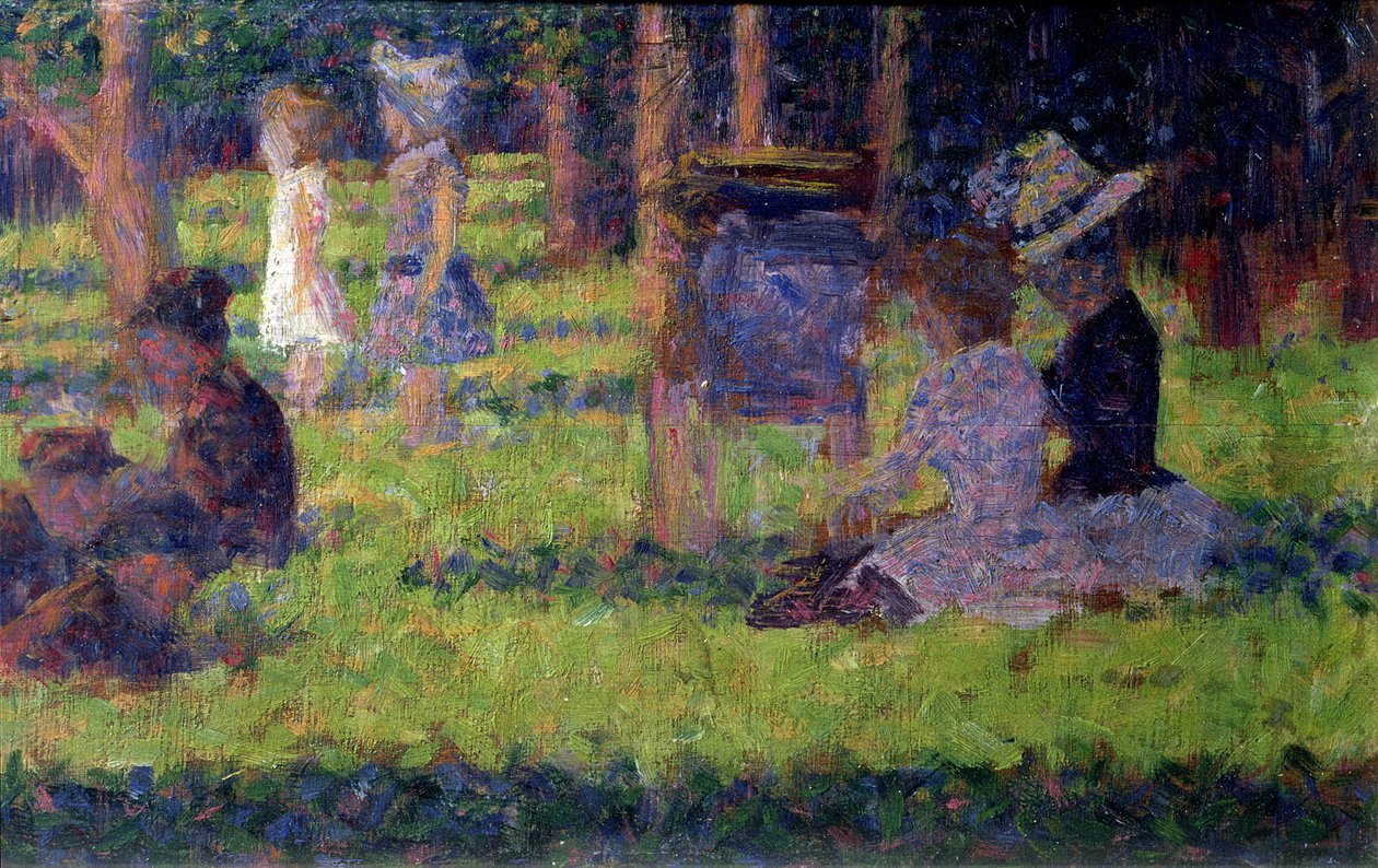 Studium do „Niedzielnego popołudnia na wyspie La Grande Jatte”, ok. 1884-86 (panel) (patrz także 415) autorstwa Georges Seurat