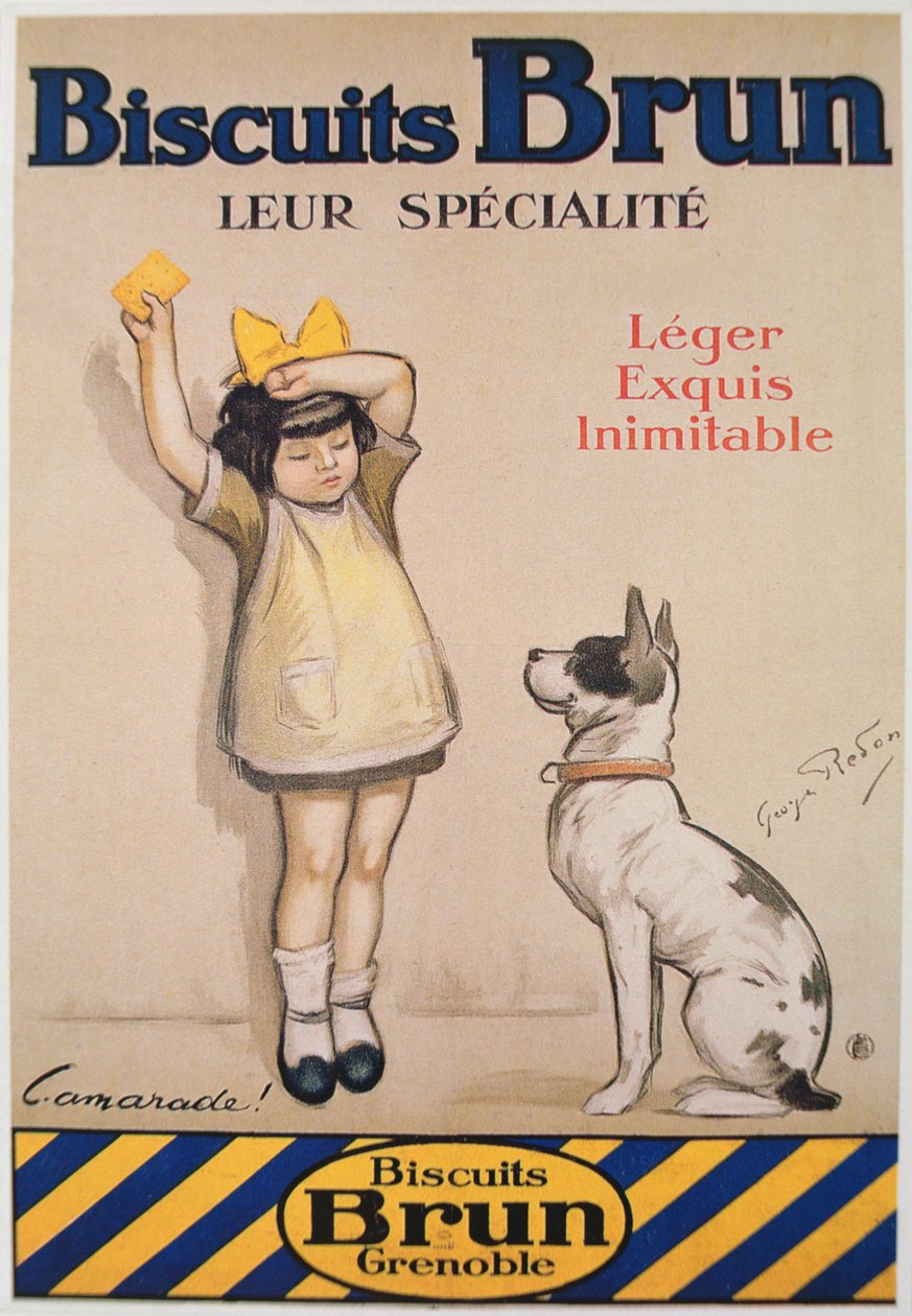 Plakat reklamujący ciastka "Brun". autorstwa Georges Redon