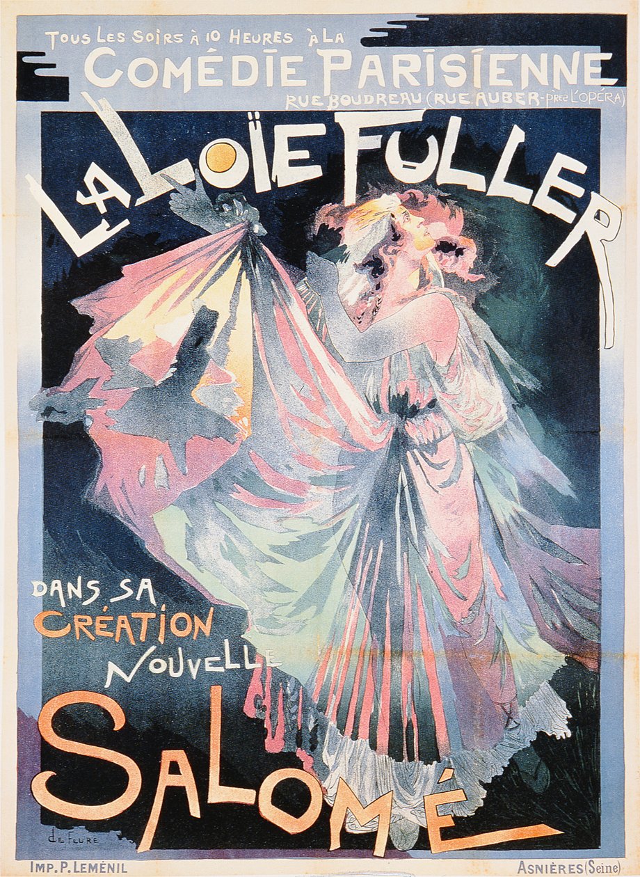 Plakat reklamujący Loie Fullera jako „Salome” w Comedie Parisienne autorstwa Georges de Feure