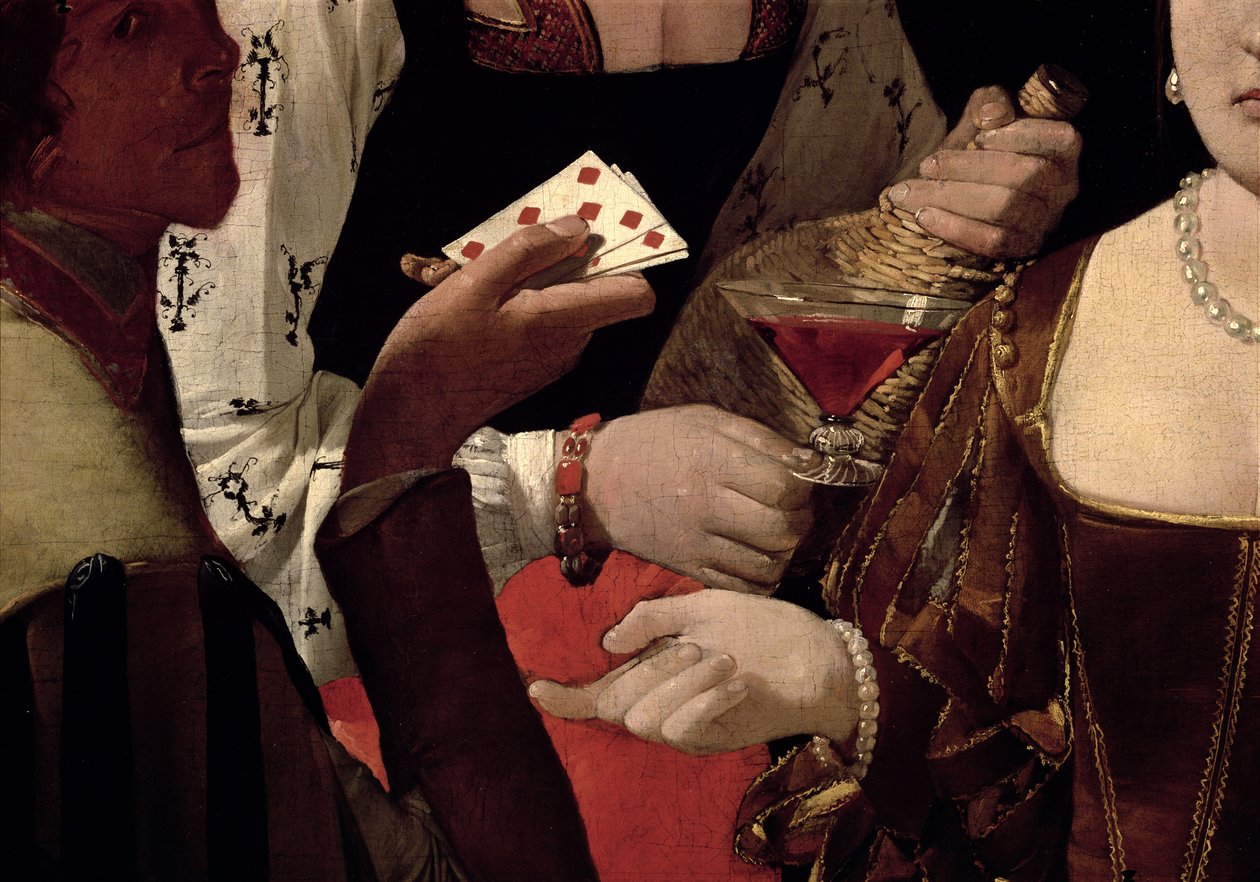 Cheat z asem karo, szczegół graczy, ok. 1635-40 (detal 90053) autorstwa Georges de La Tour