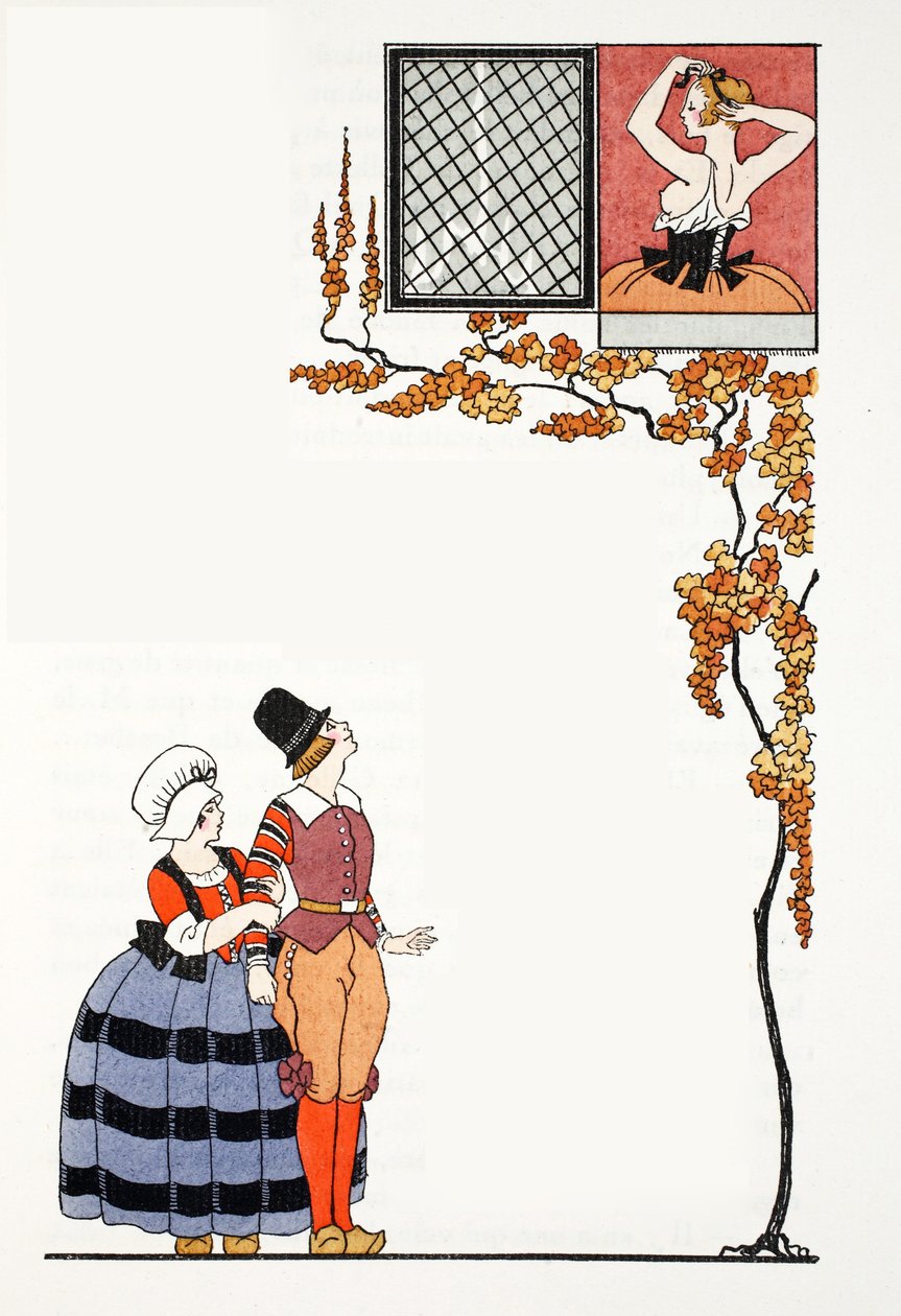 Podziw z daleka (odbitka pochoir) autorstwa Georges Barbier
