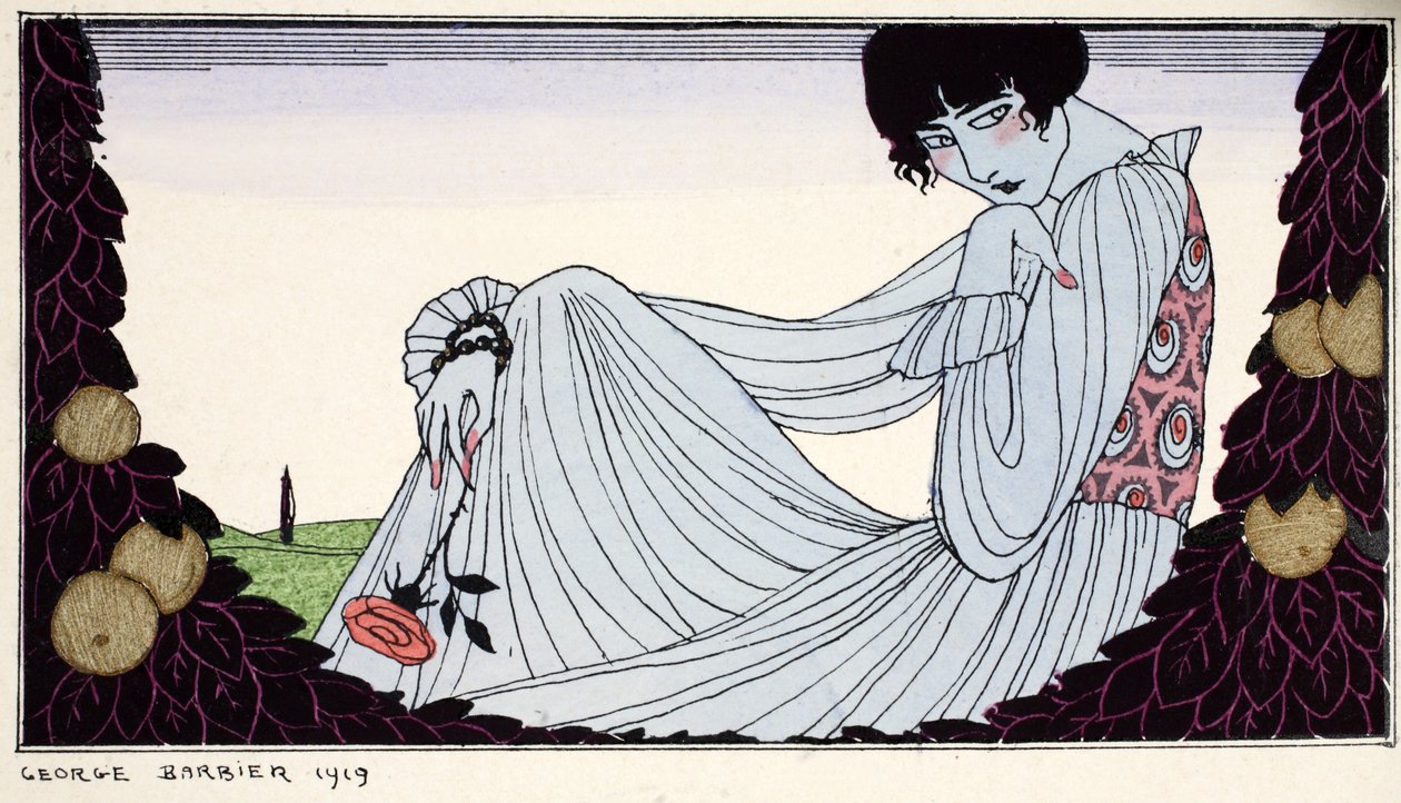Kontemplacja 1919 (odbitka szablonowa) autorstwa Georges Barbier