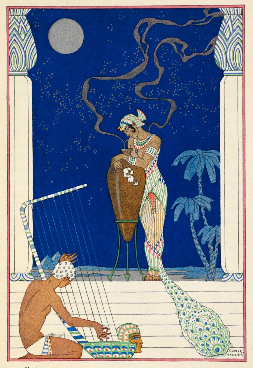 Egipt. Egipcjanka i muzyk. autorstwa Georges Barbier