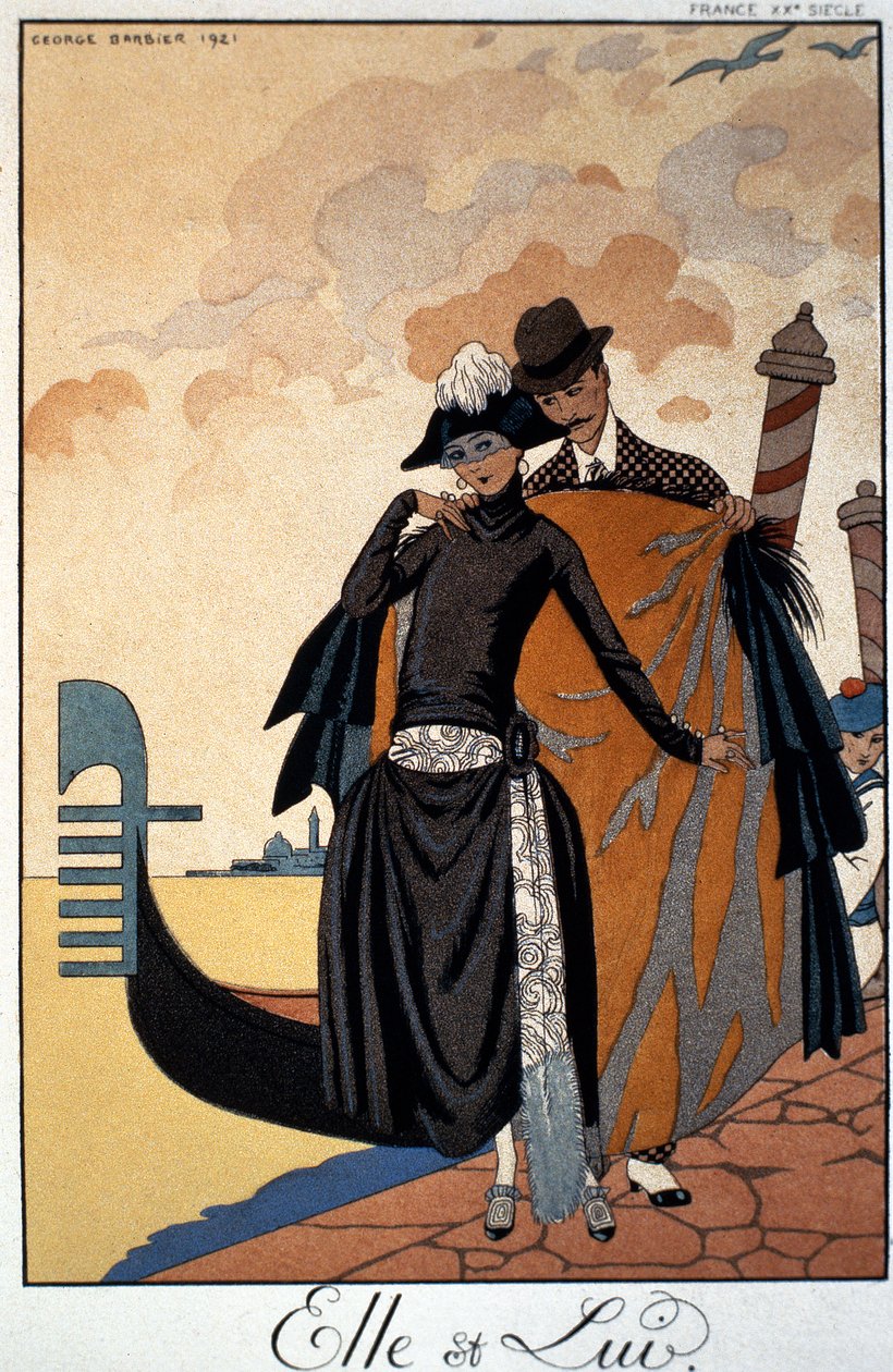 Ona i on, ilustracja mody autorstwa Georges Barbier