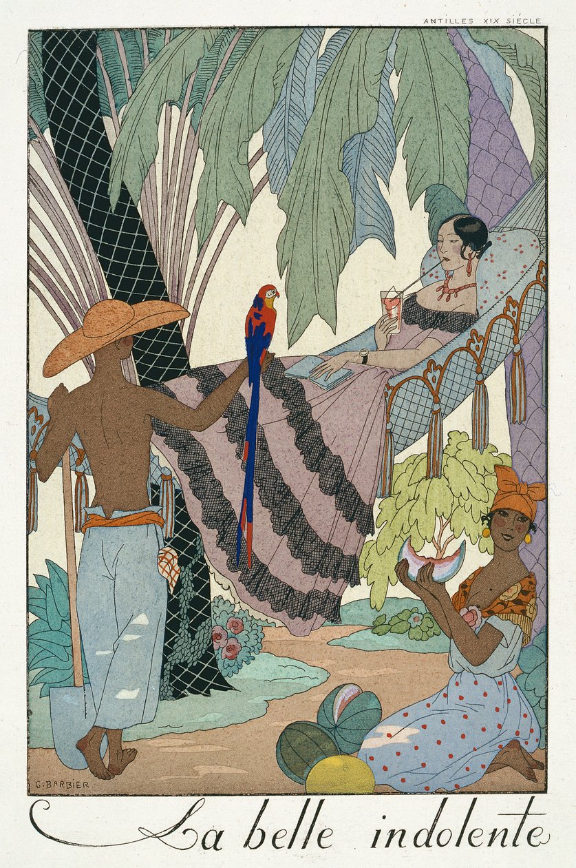 Bezczynne piękno (druk pochoir) autorstwa Georges Barbier