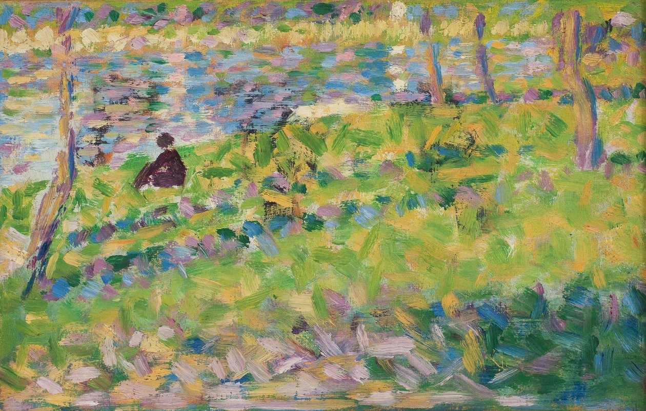 Krajobraz, siedzący mężczyzna autorstwa Georges Pierre Seurat