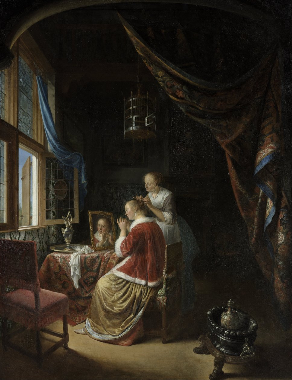 Młoda kobieta w toalecie autorstwa Gerrit Dou