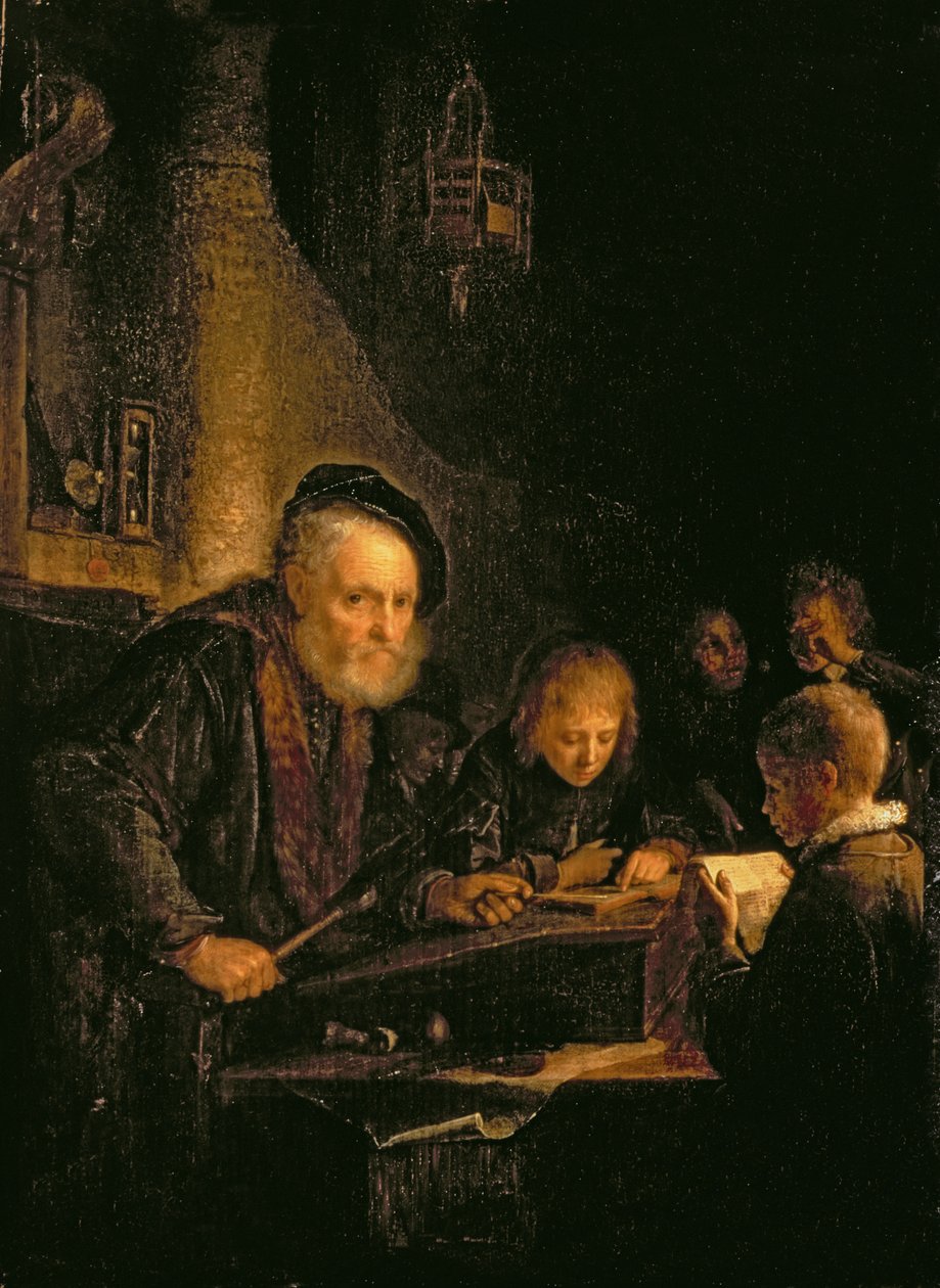 Nauczyciel, 1645 autorstwa Gerrit Dou
