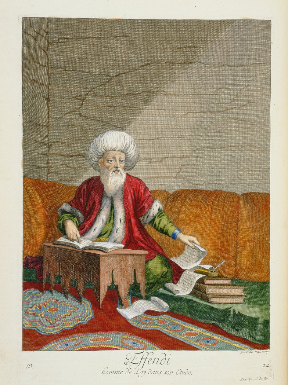 Effendi, człowiek prawa w swoim gabinecie, XVIII wiek autorstwa Gerard Jean Baptiste Scotin