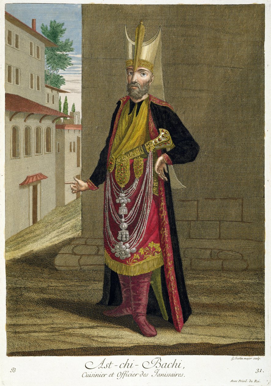 Ast-chi-Bachi, kucharz i oficer janczarów, XVIII wiek autorstwa Gerard Jean Baptiste Scotin