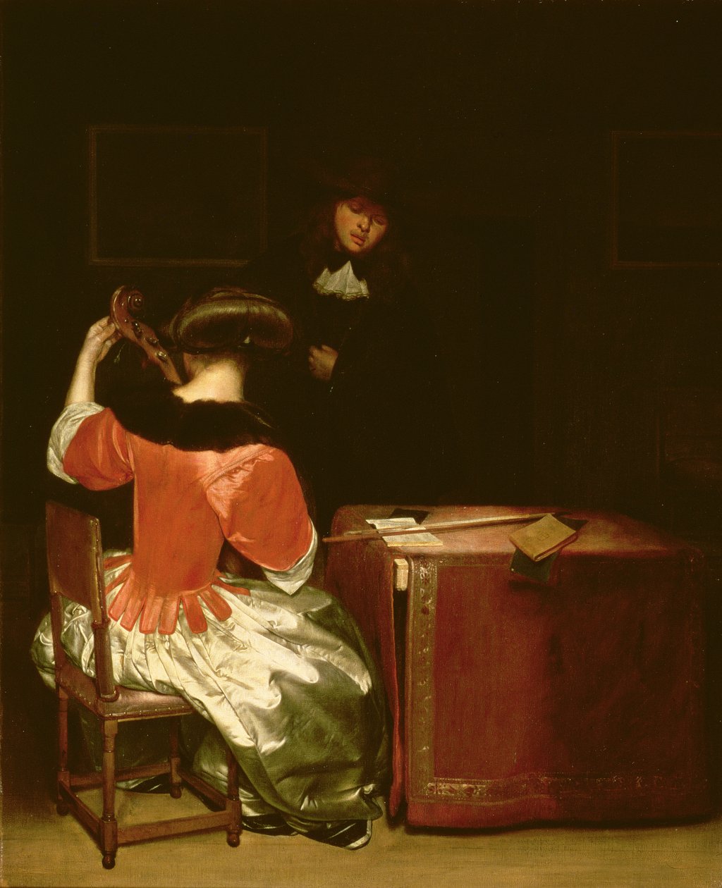 Lekcja muzyki autorstwa Gerard ter Borch