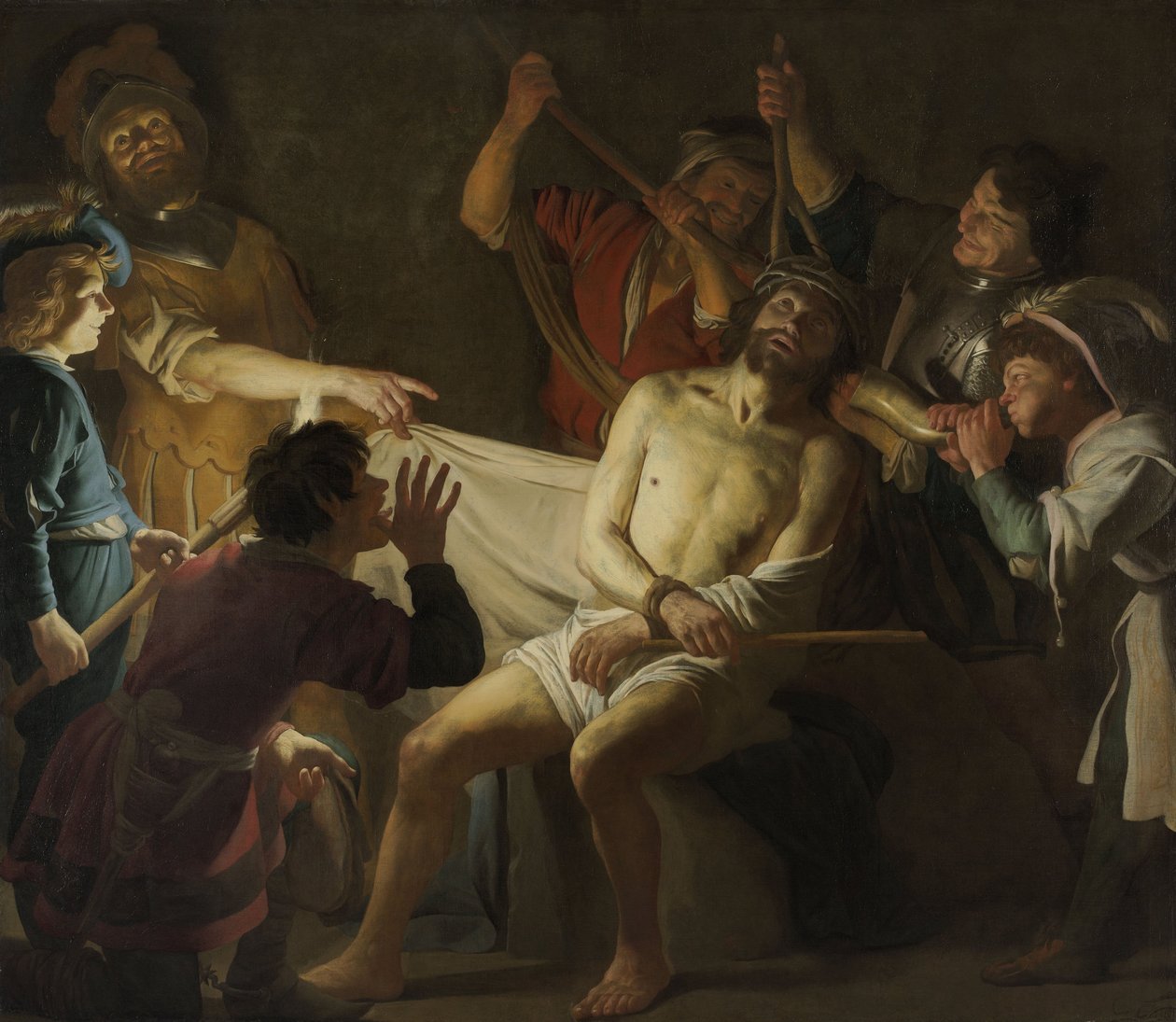 Ukoronowanie cierniem Jezusa autorstwa Gerrit van Honthorst