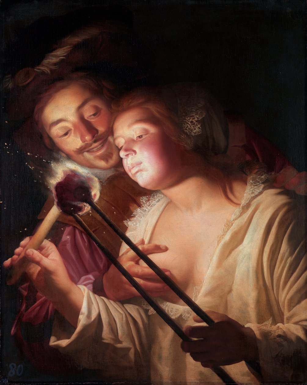 Żołnierz i dziewczyna autorstwa Gerrit van Honthorst