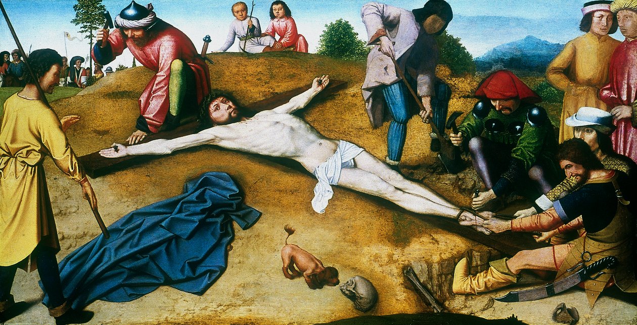 Chrystus przybity do krzyża, c1481. autorstwa Gerard David
