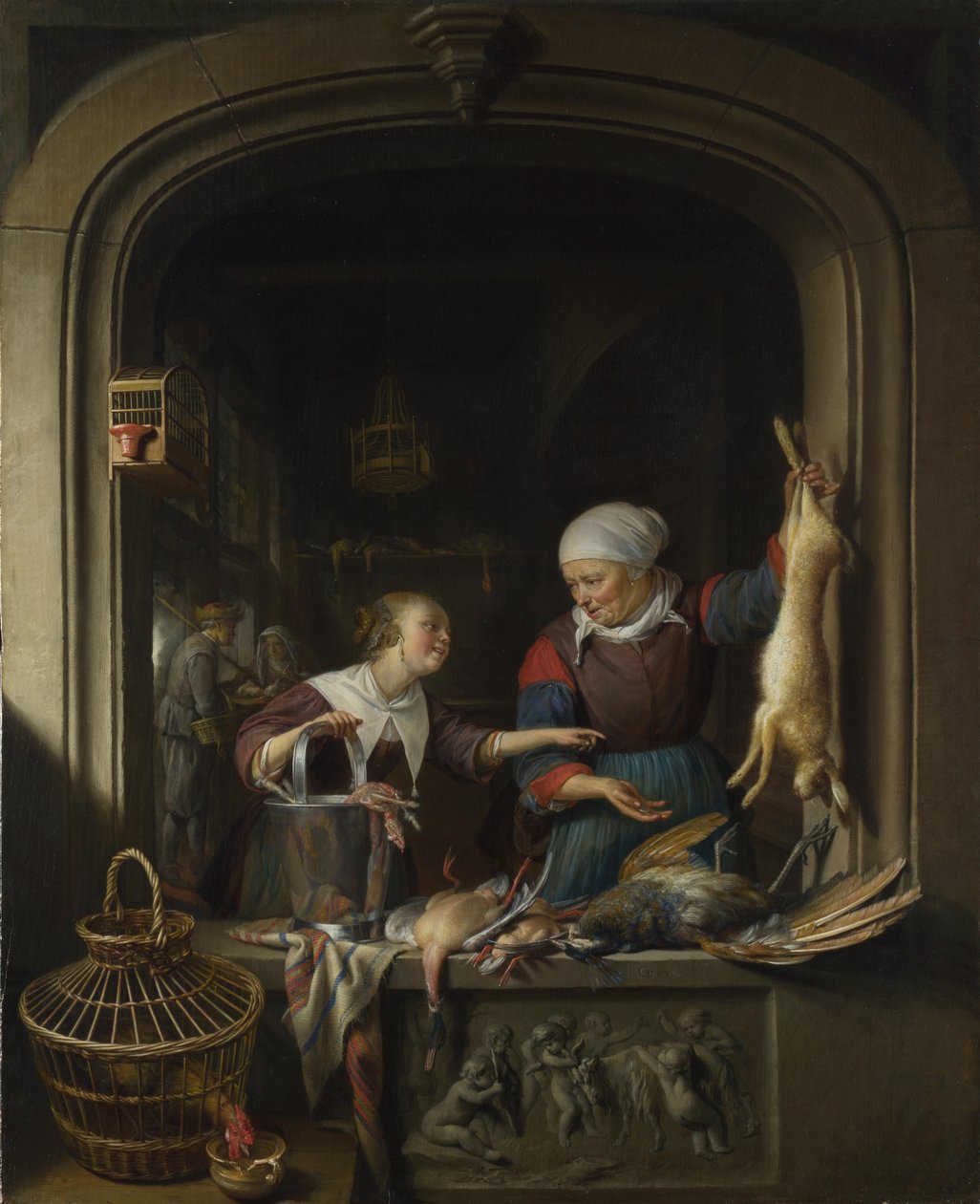 Sklep drobiarski, ok. godz. 1670 autorstwa Gerrit Dou