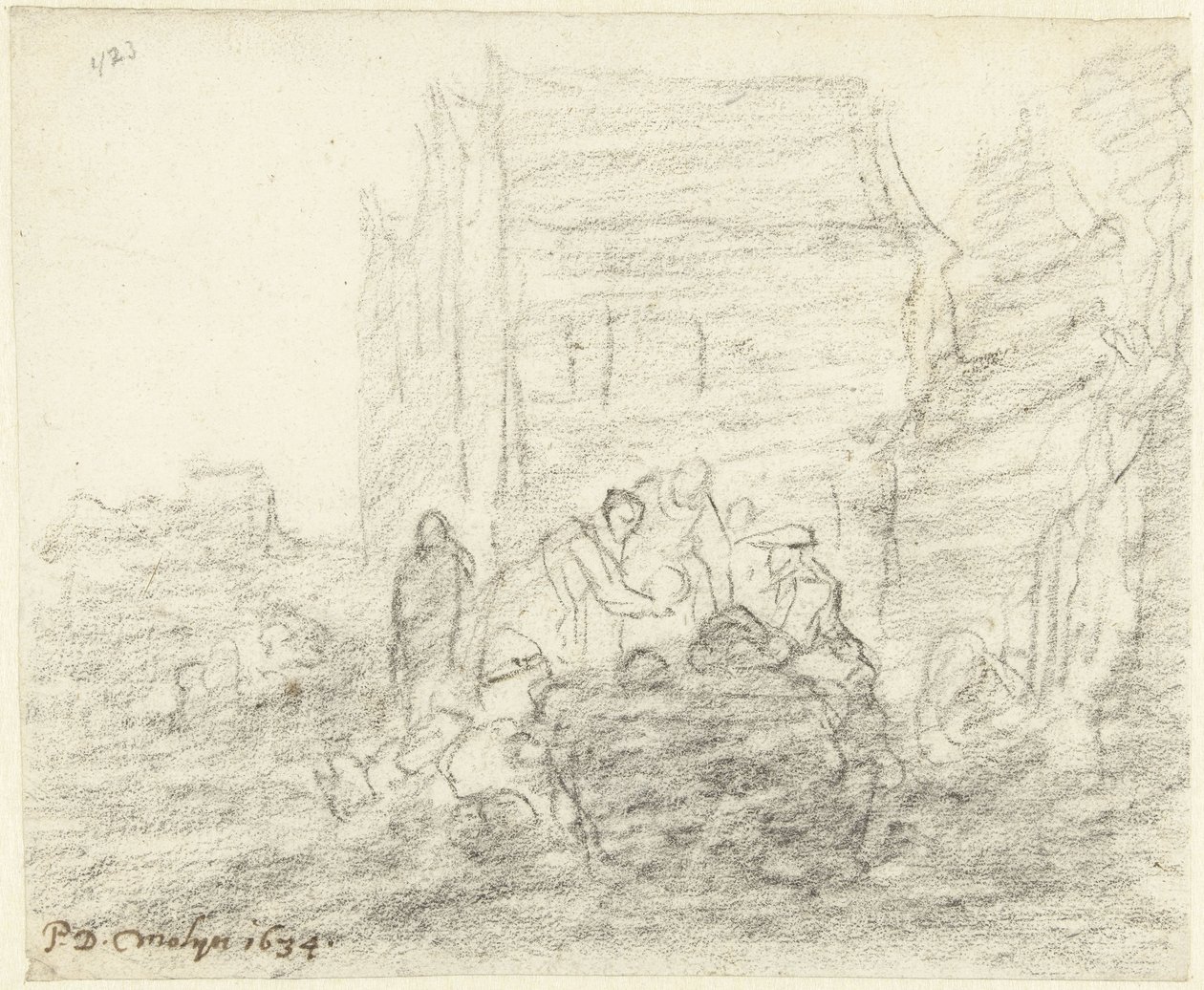 Targ warzywny w nocy autorstwa Gerard ter Borch (II)