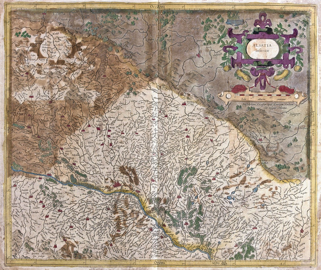 Alzacja, Francja (grawerowanie autorstwa Gerardus Mercator