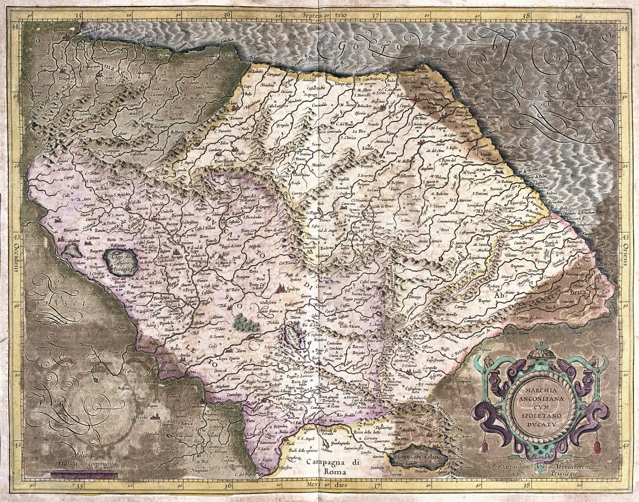 Ankona i Spoleto, Włochy (Grawerowanie autorstwa Gerardus Mercator