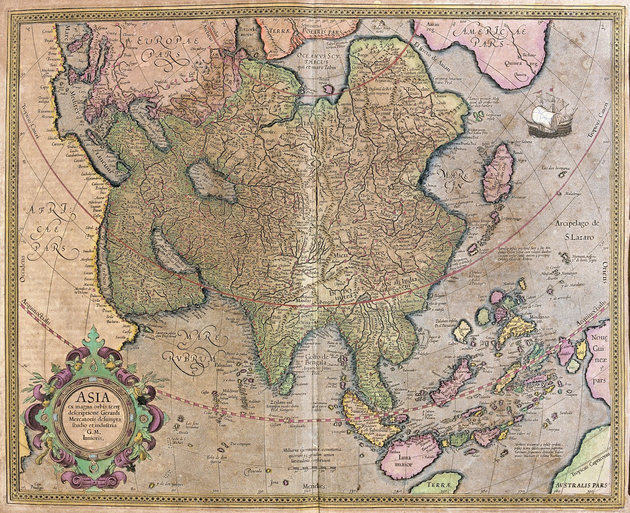 Azja autorstwa Gerardus Mercator