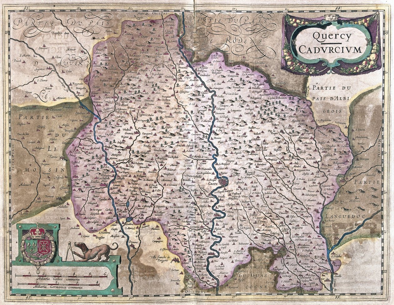 Cahors, Francja (grawerowanie autorstwa Gerardus Mercator
