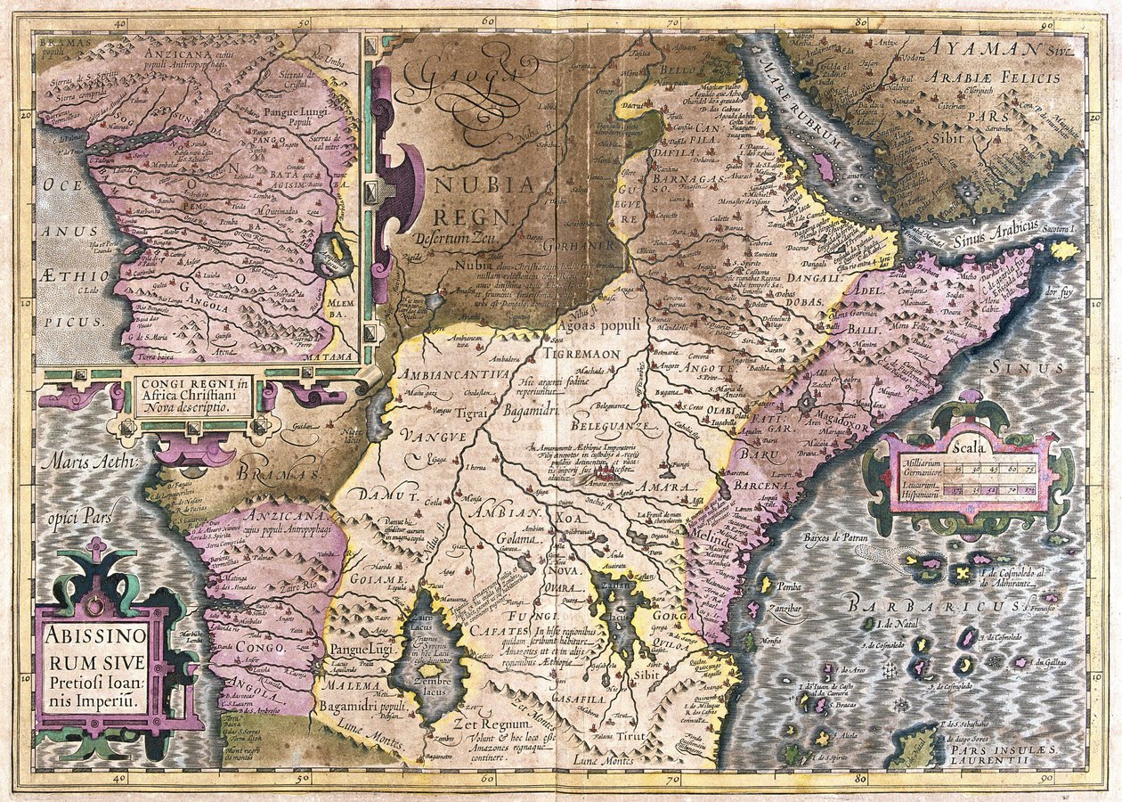 Kongo, Afryka Środkowa (Grawerowanie autorstwa Gerardus Mercator