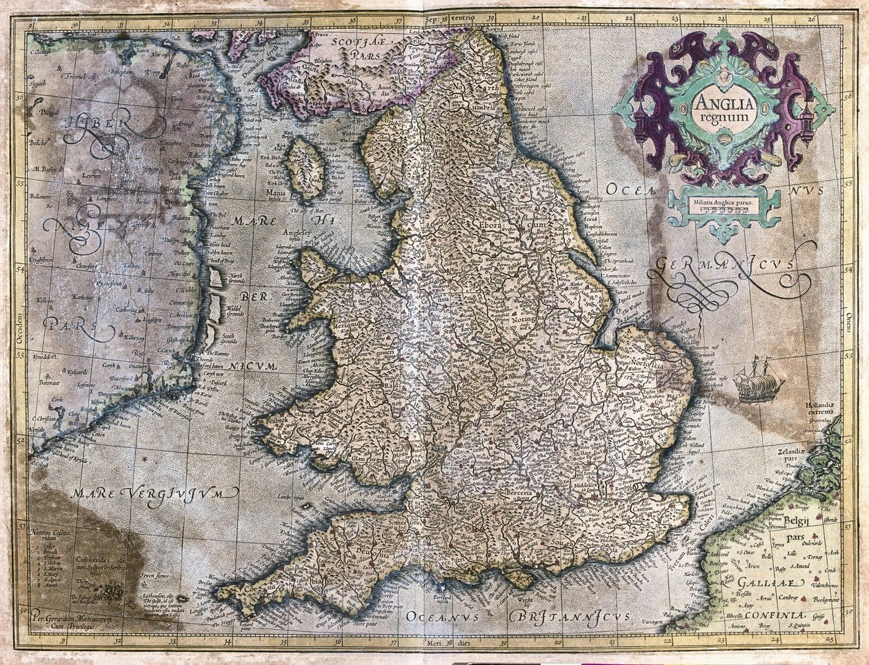 Anglia autorstwa Gerardus Mercator