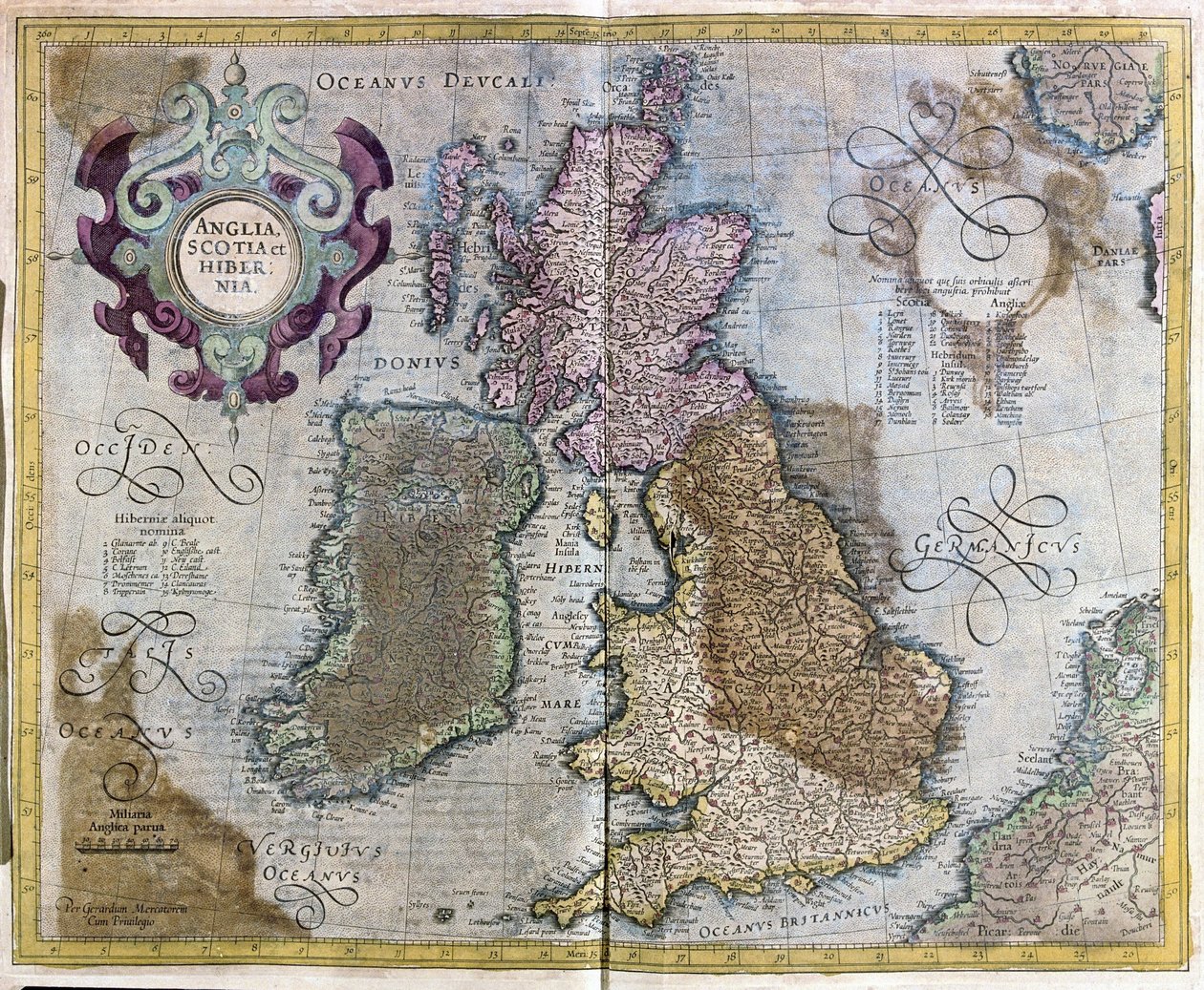 Anglia, Szkocja i Irlandia autorstwa Gerardus Mercator