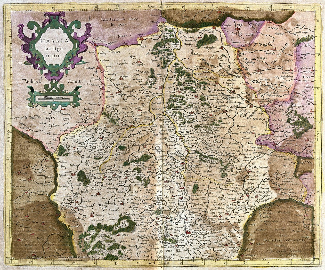 Hessen, Kassel, Niemcy (grawerowanie autorstwa Gerardus Mercator