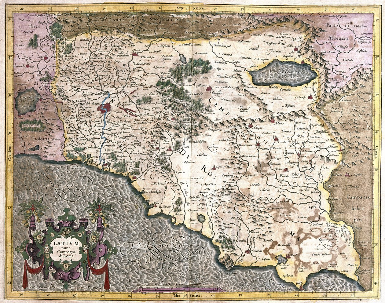 Lazio, Włochy (grawerowanie autorstwa Gerardus Mercator