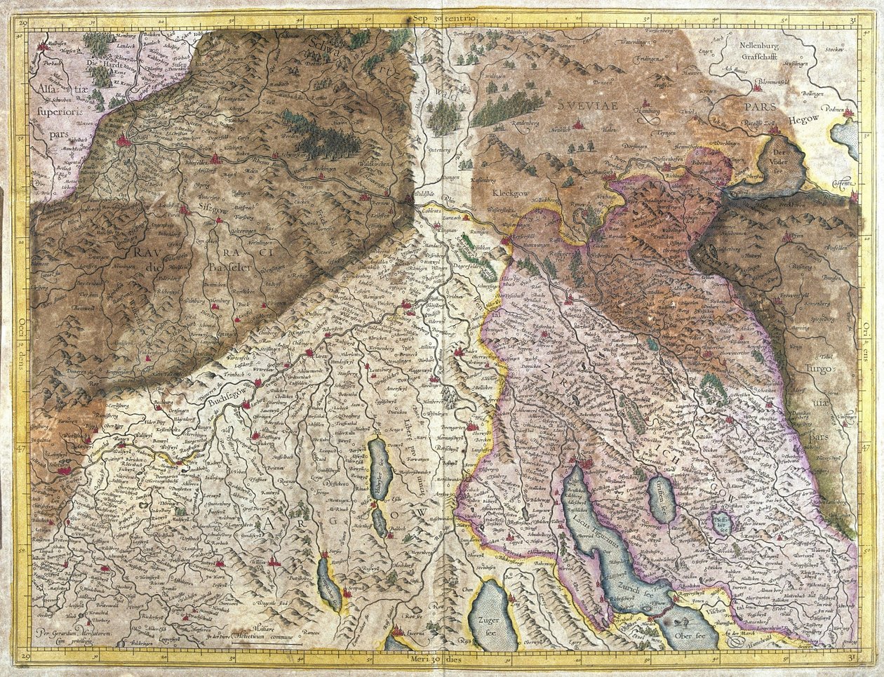 Szwajcaria (grawerowanie autorstwa Gerardus Mercator